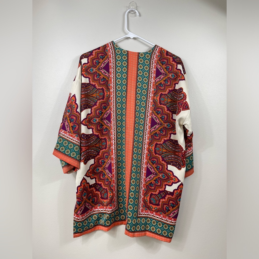 Chico’s Reversible Jacket Open-Front Medallion Elephant Print Kimono Size S/M? - Picture 16 of 16